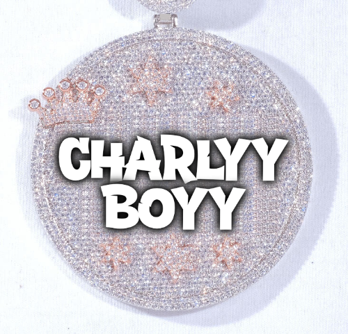 CUSTOM LETTER NECKLACE 3D BIG CROWN DISC