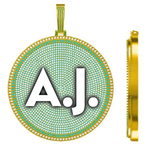 CUSTOM LETTER NECKLACE 3D BIG DISC