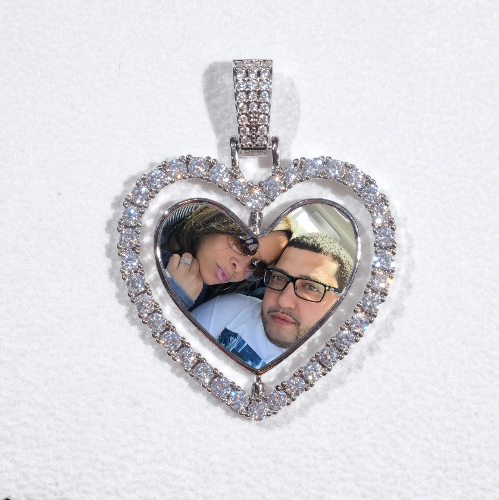 3D Spinning 2-Faced Heart Custom Picture Pendant