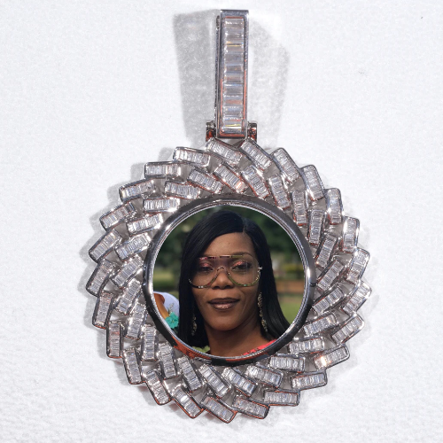 Large 3D Baguette Custom Picture Pendant
