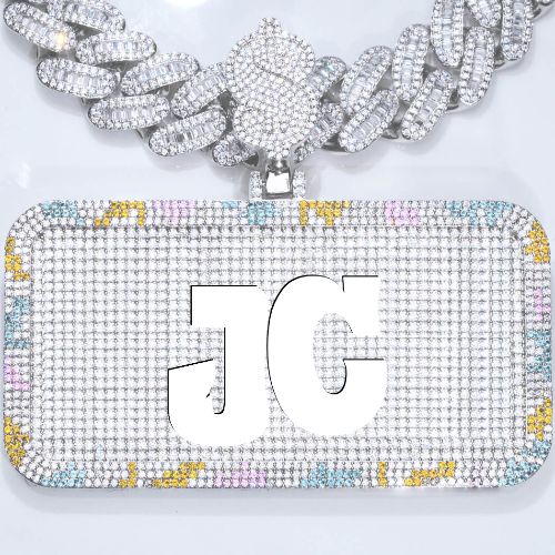 CUSTOM LETTER NECKLACE 3D COLORFUL SQUARE