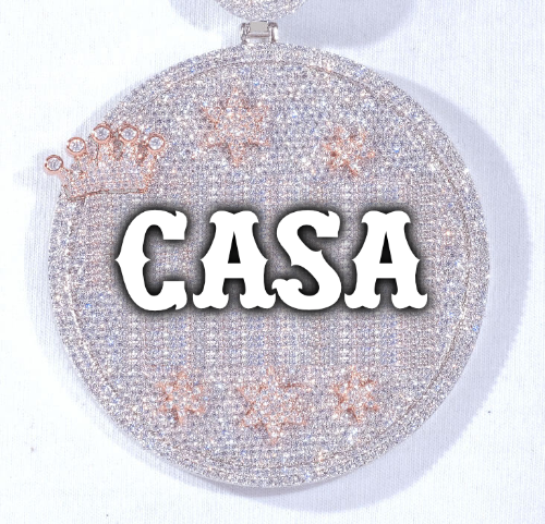 CUSTOM LETTER NECKLACE 3D BIG CROWN DISC