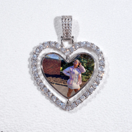 3D Spinning 2-Faced Heart Custom Picture Pendant