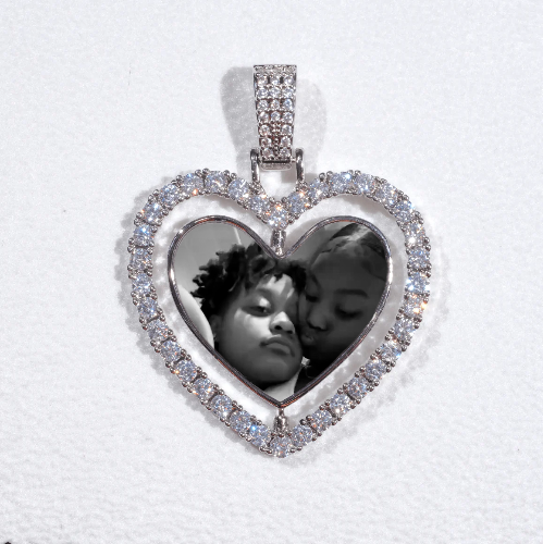 3D Spinning 2-Faced Heart Custom Picture Pendant
