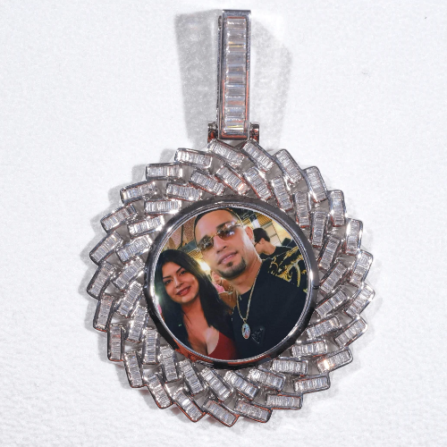 Large 3D Baguette Custom Picture Pendant