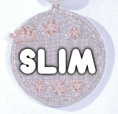 CUSTOM LETTER NECKLACE 3D BIG CROWN DISC
