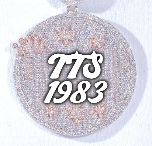 CUSTOM LETTER NECKLACE 3D BIG CROWN DISC