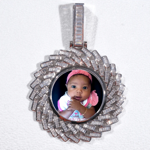 Large 3D Baguette Custom Picture Pendant