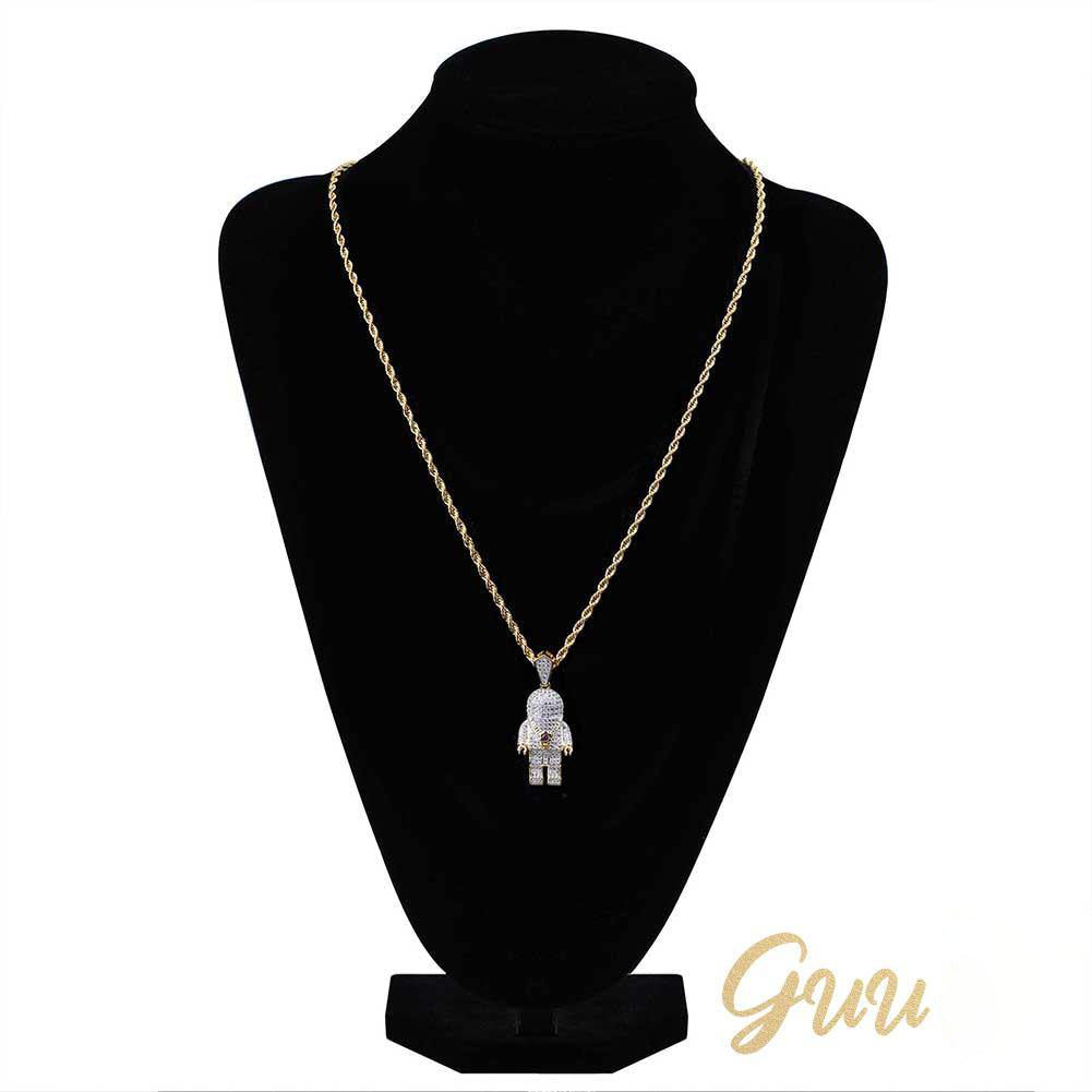 Iced 18mm  CZ  BlingBling Astronaut Pendant & Cuban Link Chain