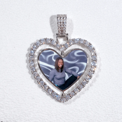 3D Spinning 2-Faced Heart Custom Picture Pendant