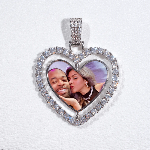 3D Spinning 2-Faced Heart Custom Picture Pendant