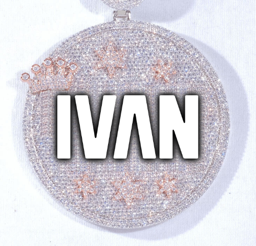 CUSTOM LETTER NECKLACE 3D BIG CROWN DISC