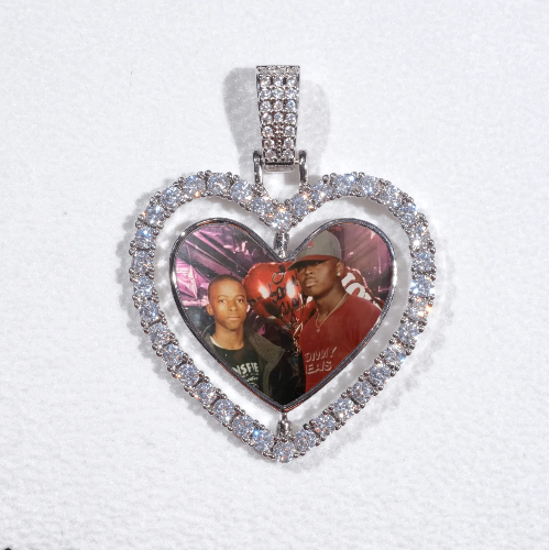 3D Spinning 2-Faced Heart Custom Picture Pendant