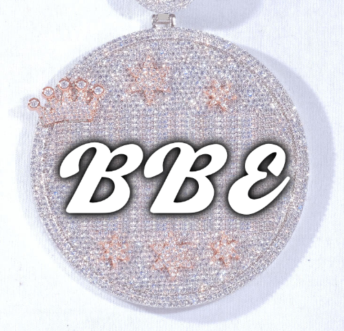 CUSTOM LETTER NECKLACE 3D BIG CROWN DISC