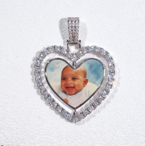 3D Spinning 2-Faced Heart Custom Picture Pendant
