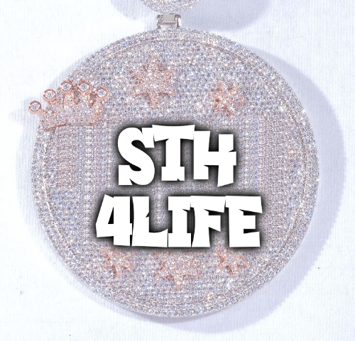 CUSTOM LETTER NECKLACE 3D BIG CROWN DISC