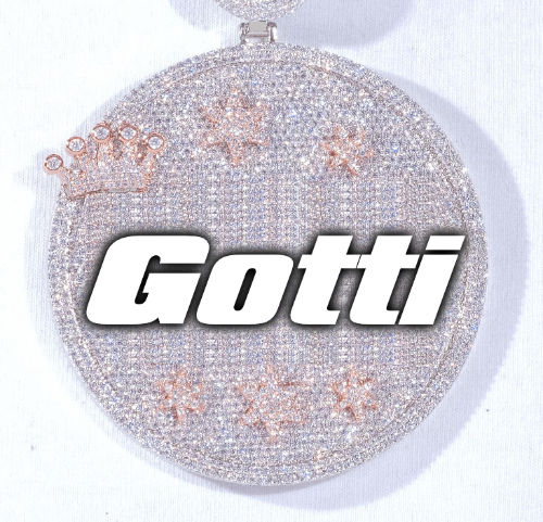 CUSTOM LETTER NECKLACE 3D BIG CROWN DISC