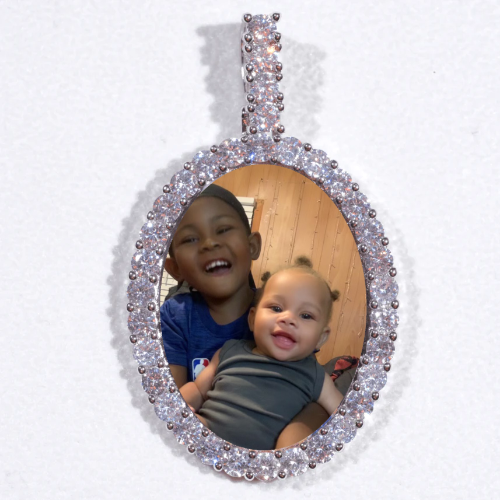 Large 3D Oval Custom Picture Pendant