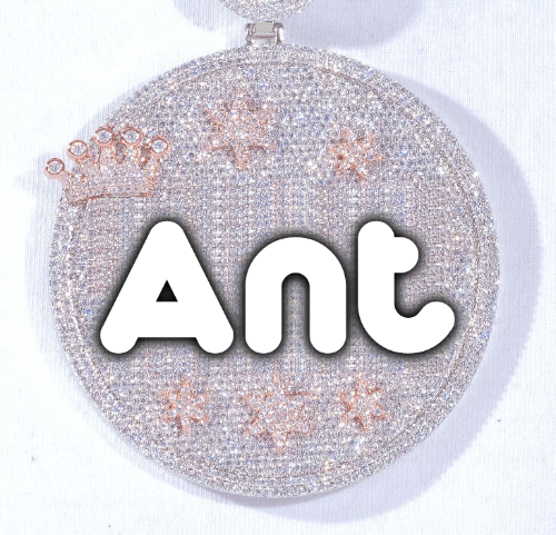 CUSTOM LETTER NECKLACE 3D BIG CROWN DISC