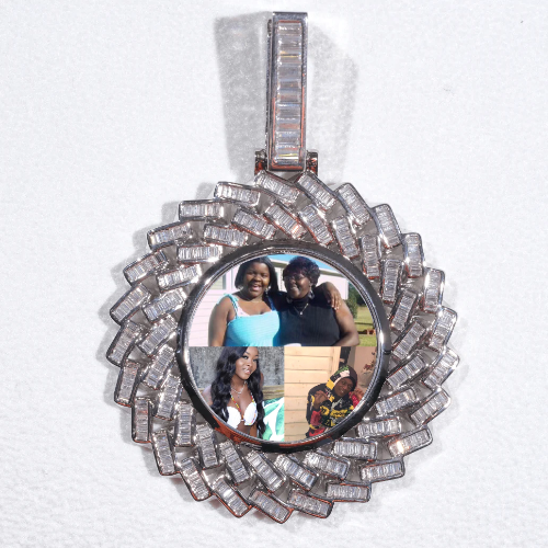 Large 3D Baguette Custom Picture Pendant
