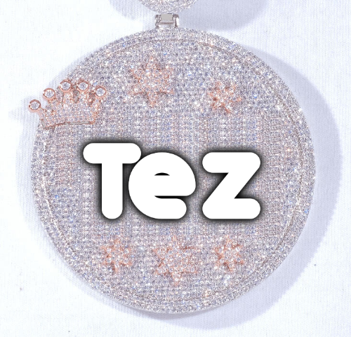 CUSTOM LETTER NECKLACE 3D BIG CROWN DISC