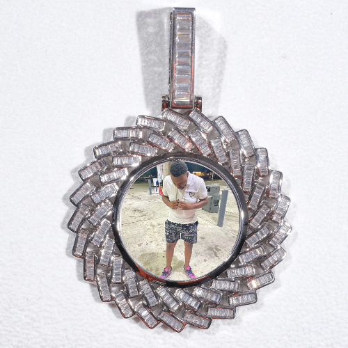 Large 3D Baguette Custom Picture Pendant
