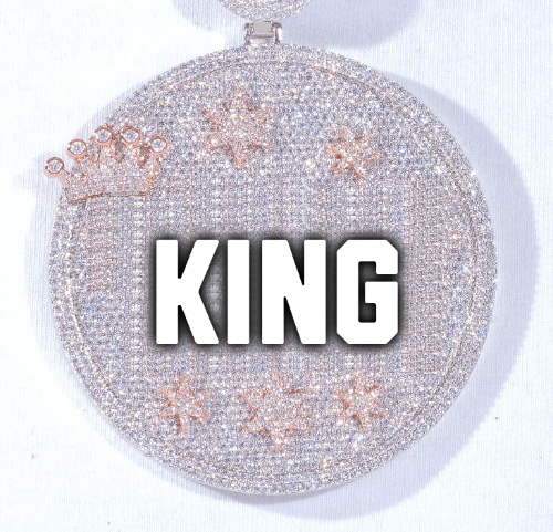 CUSTOM LETTER NECKLACE 3D BIG CROWN DISC