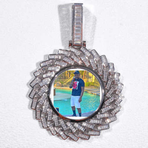 Large 3D Baguette Custom Picture Pendant