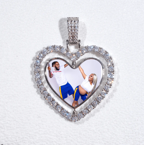 3D Spinning 2-Faced Heart Custom Picture Pendant