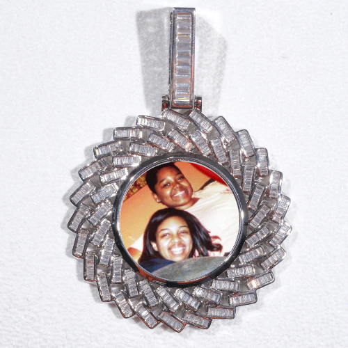 Large 3D Baguette Custom Picture Pendant