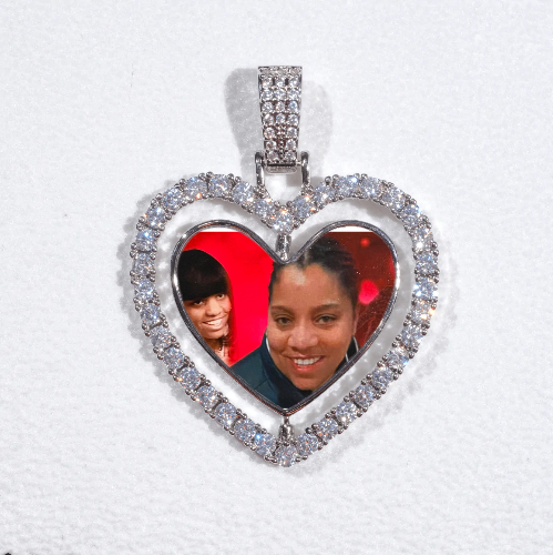 3D Spinning 2-Faced Heart Custom Picture Pendant