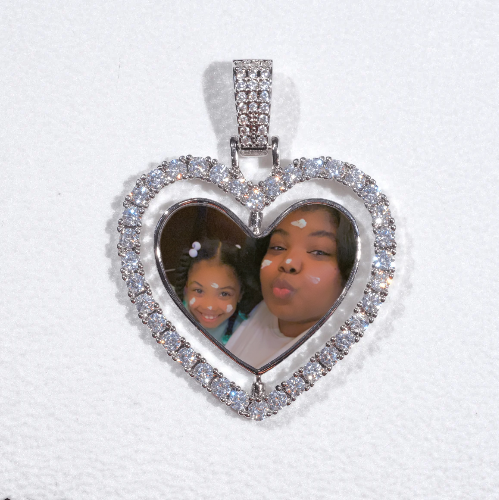 3D Spinning 2-Faced Heart Custom Picture Pendant