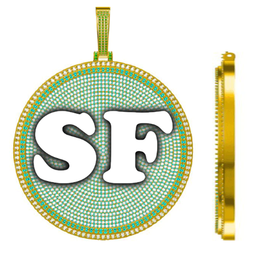 CUSTOM LETTER NECKLACE 3D BIG DISC