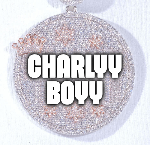 CUSTOM LETTER NECKLACE 3D BIG CROWN DISC