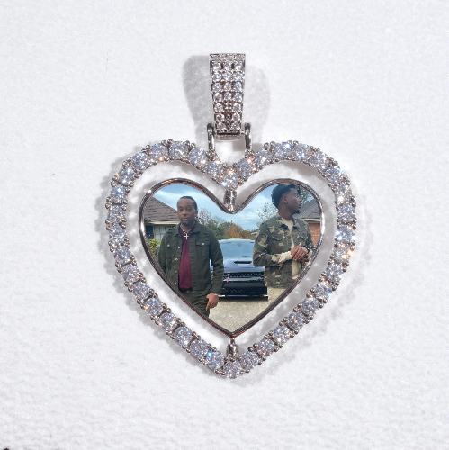 3D Spinning 2-Faced Heart Custom Picture Pendant