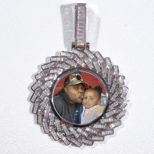 Large 3D Baguette Custom Picture Pendant