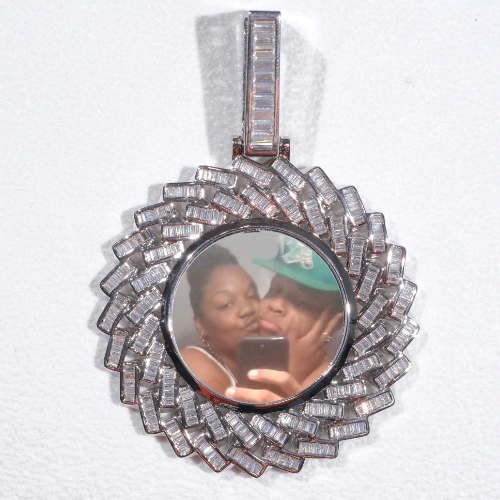 Large 3D Baguette Custom Picture Pendant