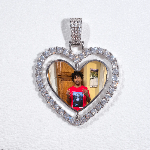 3D Spinning 2-Faced Heart Custom Picture Pendant