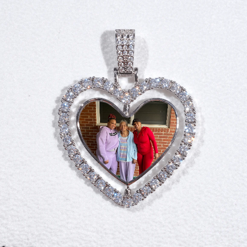 3D Spinning 2-Faced Heart Custom Picture Pendant