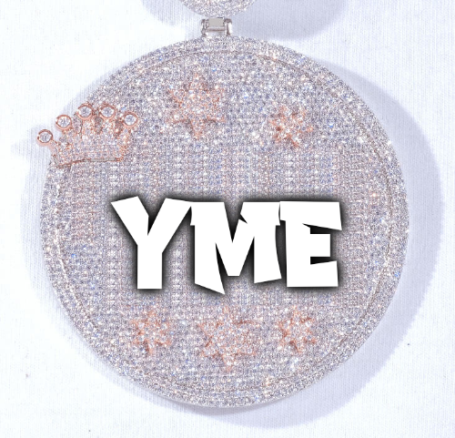 CUSTOM LETTER NECKLACE 3D BIG CROWN DISC