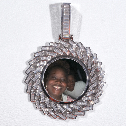 Large 3D Baguette Custom Picture Pendant