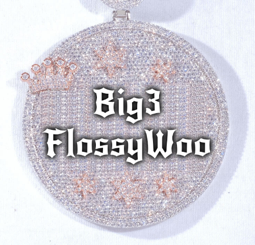 CUSTOM LETTER NECKLACE 3D BIG CROWN DISC