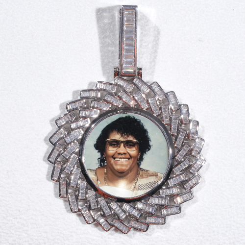 Large 3D Baguette Custom Picture Pendant