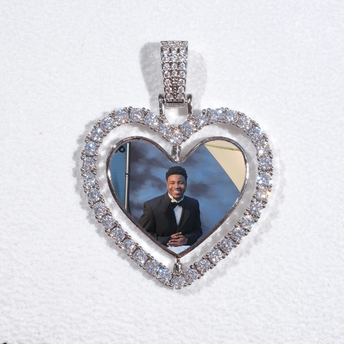 3D Spinning 2-Faced Heart Custom Picture Pendant