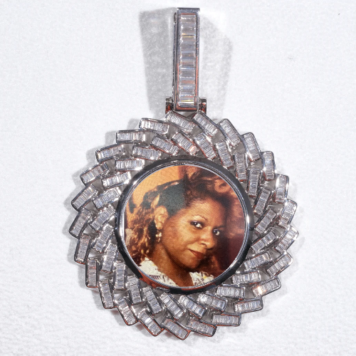 Large 3D Baguette Custom Picture Pendant