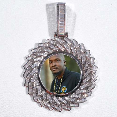 Large 3D Baguette Custom Picture Pendant