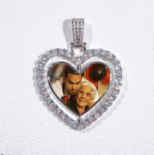 3D Spinning 2-Faced Heart Custom Picture Pendant