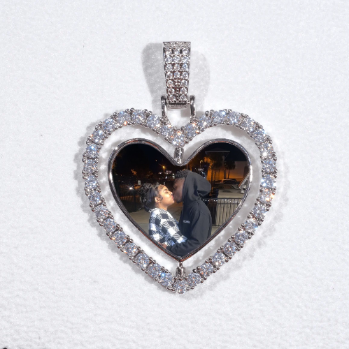 3D Spinning 2-Faced Heart Custom Picture Pendant