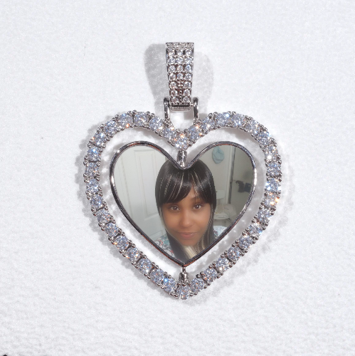 3D Spinning 2-Faced Heart Custom Picture Pendant
