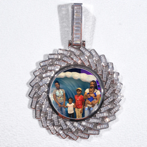 Large 3D Baguette Custom Picture Pendant